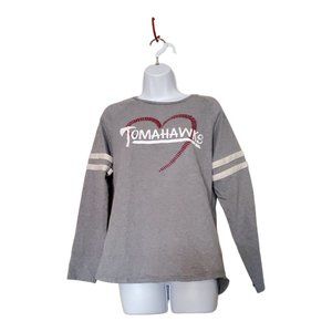 Pennent Sportswear Tomahawk Baseball Softball Womens M 3/4 Sleeved Gray T-shirt